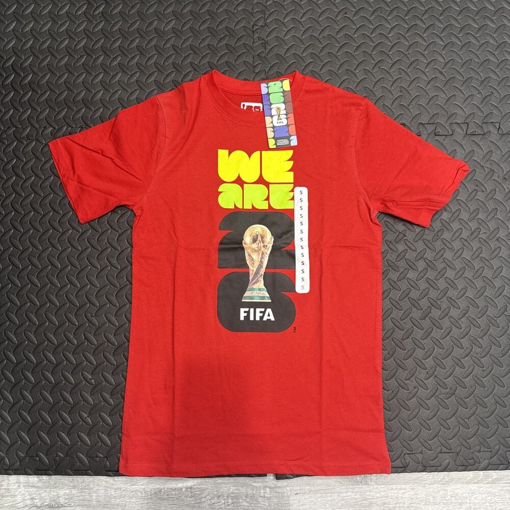 2026 FIFA World Cup Red Crew Neck Short Sleeve Adult Fit T-Shirt Size Small NWT